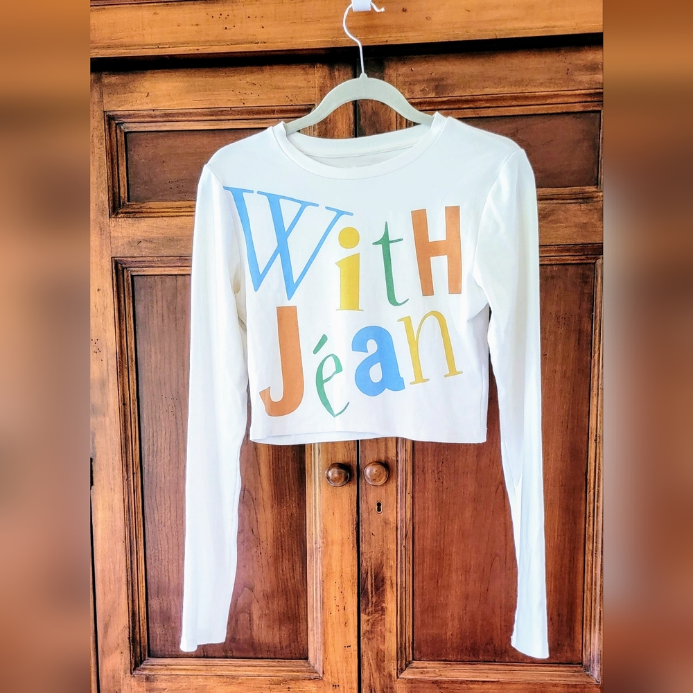 Women's "With Jean" Crop Top T-Shirt- Size M